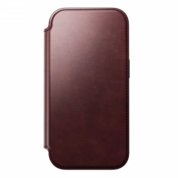 NOMAD Modern Leather Folio - skórzane etui do iPhone 17 Pro kompatybilne z MagSafe  skóra Horween (burgundy)