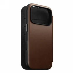 NOMAD Modern Leather Folio - skórzane etui do iPhone 17 Pro kompatybilne z MagSafe (brown)