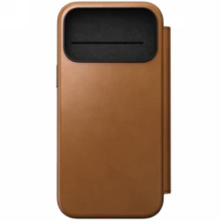 NOMAD Modern Leather Folio - skórzane etui do iPhone 17 Pro Max kompatybilne z MagSafe (english tan-c)