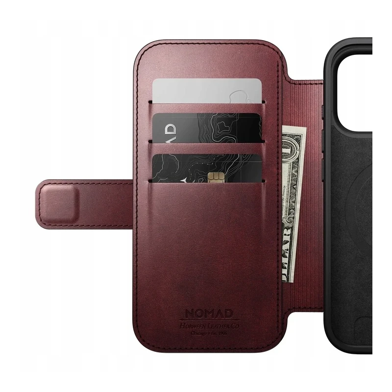 NOMAD pokrowiec case etui z klapką iPhone 17 Pro MagSafe skóra Horween (burgundy)
