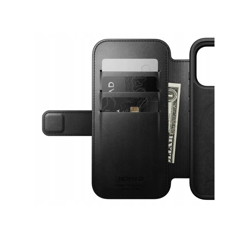 NOMAD pokrowiec case etui z klapką iPhone 17 Pro MagSafe skóra Horween (black)