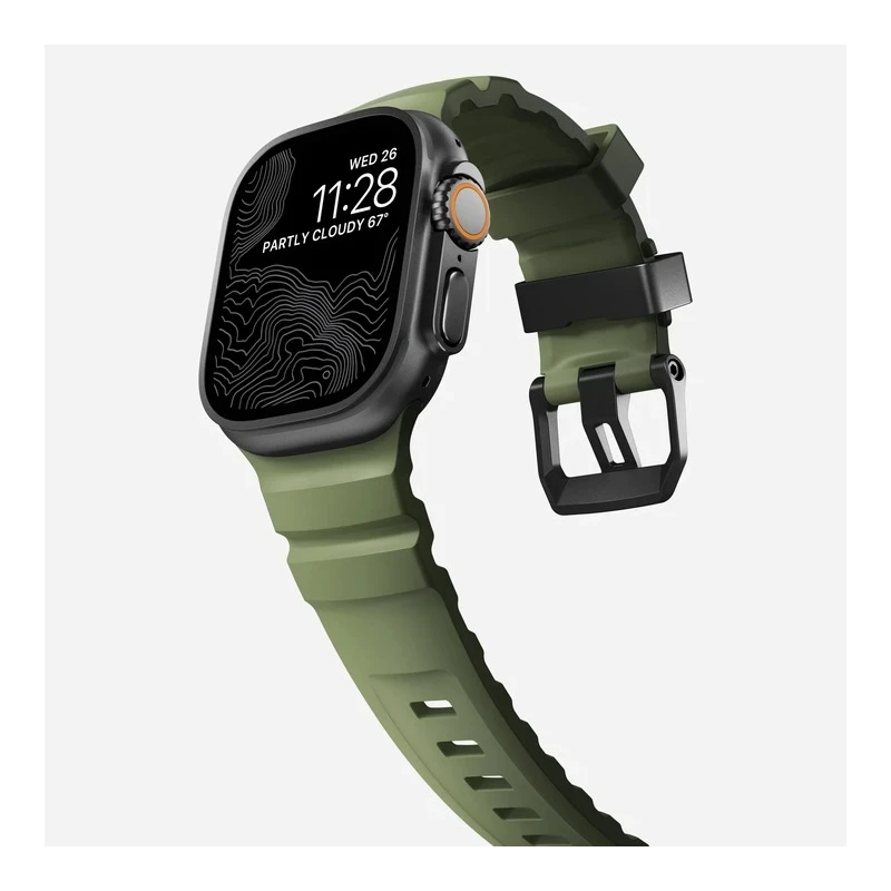 NOMAD sportowy pasek Apple Watch KFM i tytan 10/9/8/7/SE/6/5/4 49/46/45/44 (forest, black hardware)