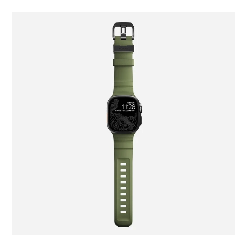 NOMAD sportowy pasek Apple Watch KFM i tytan 10/9/8/7/SE/6/5/4 49/46/45/44 (forest, black hardware)
