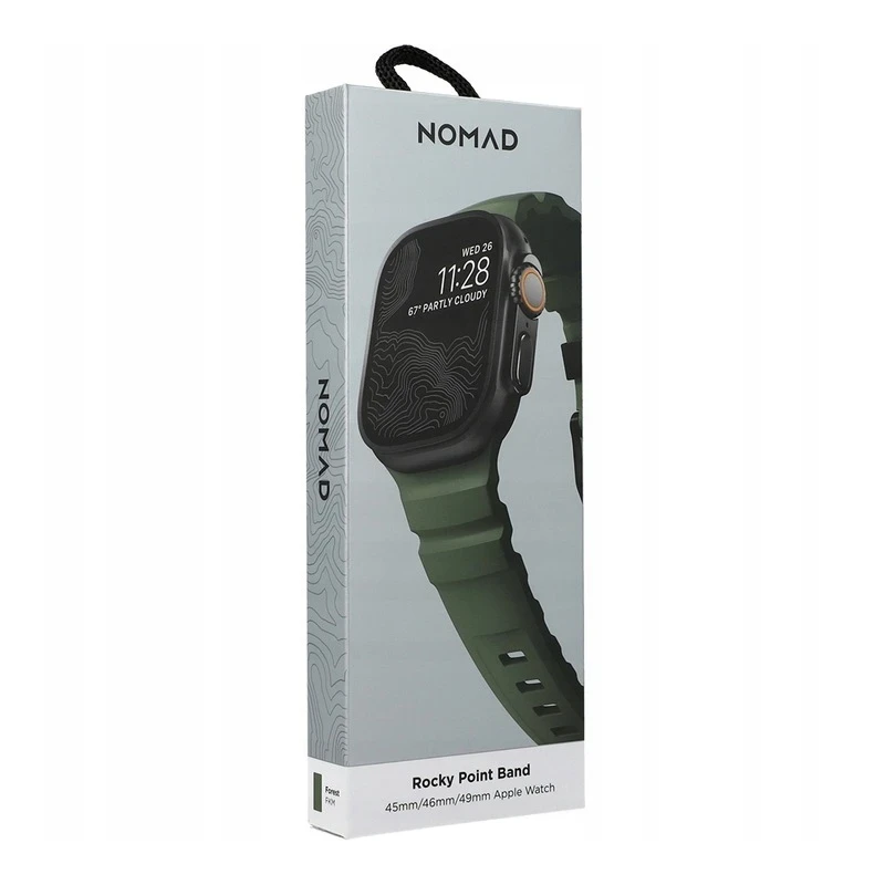 NOMAD sportowy pasek Apple Watch KFM i tytan 10/9/8/7/SE/6/5/4 49/46/45/44 (forest, black hardware)