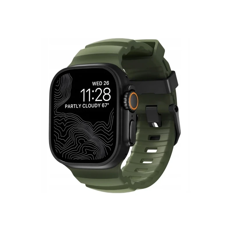 NOMAD sportowy pasek Apple Watch KFM i tytan 10/9/8/7/SE/6/5/4 49/46/45/44 (forest, black hardware)