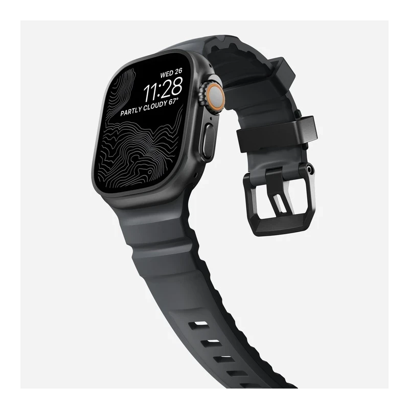 NOMAD sportowy pasek Apple Watch KFM i tytan 10/9/8/7/SE/6/5/4 49/46/45/44 (storm, black hardware)