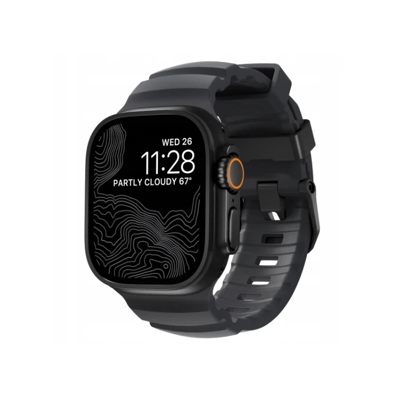 NOMAD sportowy pasek Apple Watch KFM i tytan 10/9/8/7/SE/6/5/4 49/46/45/44 (storm, black hardware)