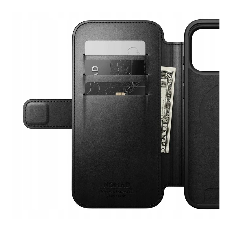NOMAD pokrowiec case etui z klapką iPhone 17 Pro Max MagSafe skóra Horween (black)