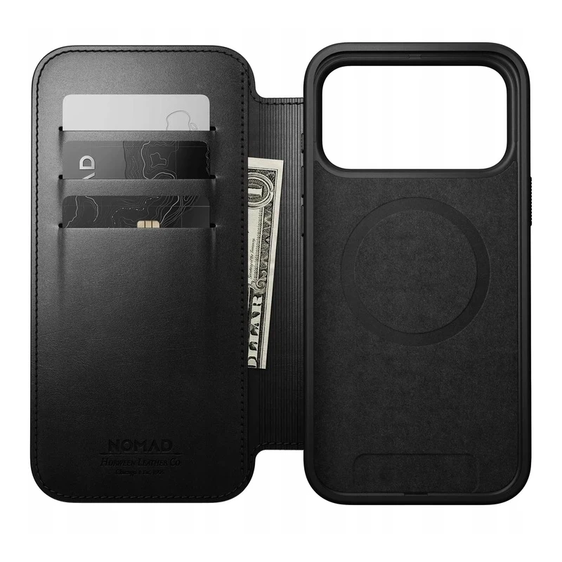 NOMAD pokrowiec case etui z klapką iPhone 17 Pro Max MagSafe skóra Horween (black)