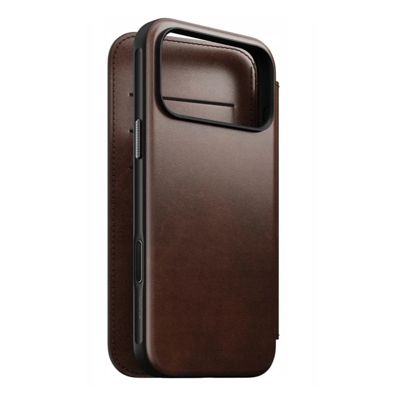 NOMAD pokrowiec case etui z klapką iPhone 17 Pro Max MagSafe skóra Horween (rustic brown)