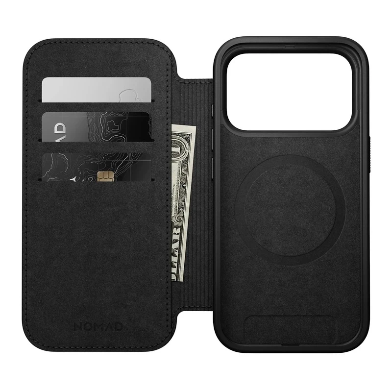 NOMAD Modern Leather Folio - skórzane etui do iPhone 17 Pro kompatybilne z MagSafe (black)