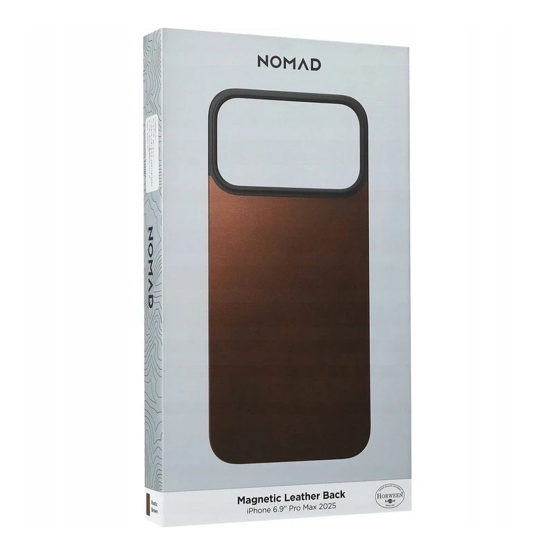 NOMAD nakładka magnetyczna plecki iPhone 17 Pro Max MagSafe skóra Horween (rustic brown)