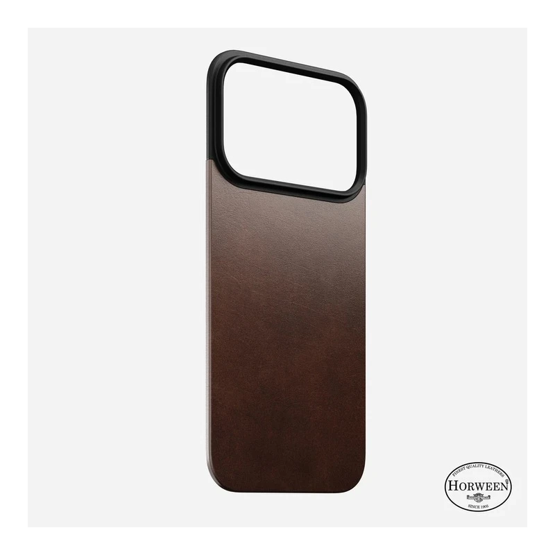 NOMAD Magnetic Leather Back - nakładka magnetyczna na iPhone 17 Pro kompatybilna z MagSafe  skóra Horween (rustic brown)