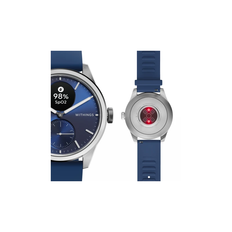 Withings Scanwatch 2 - zegarek z funkcją EKG, pomiarem pulsu i SPO2 oraz mierzeniem aktywności fizycznej i snu (42mm, blue)