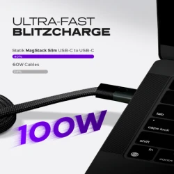 Statik MagStack Slim Pro - kabel USB-C - USB-C 1m, w nylonowym oplocie, płaski, zwijany magnetycznie (black)