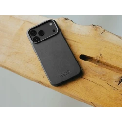 Mujjo Wallet case plecki etui skórzane portfel iPhone 17 Pro MagSafe black