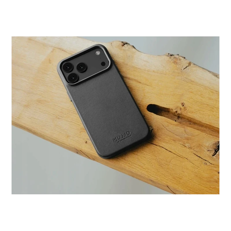 Mujjo Wallet Leather Case - etui skórzane do iPhone 17 Pro kompatybilne z MagSafe (black)