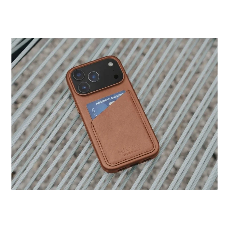 Mujjo Wallet Leather Case - etui skórzane do iPhone 17 Pro kompatybilne z MagSafe (tan)