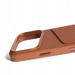 Mujjo Wallet case plecki etui skórzane portfel iPhone 17 Pro MagSafe tan