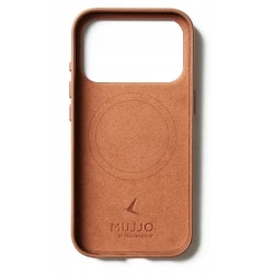 Mujjo Wallet case plecki etui skórzane portfel iPhone 17 Pro MagSafe tan
