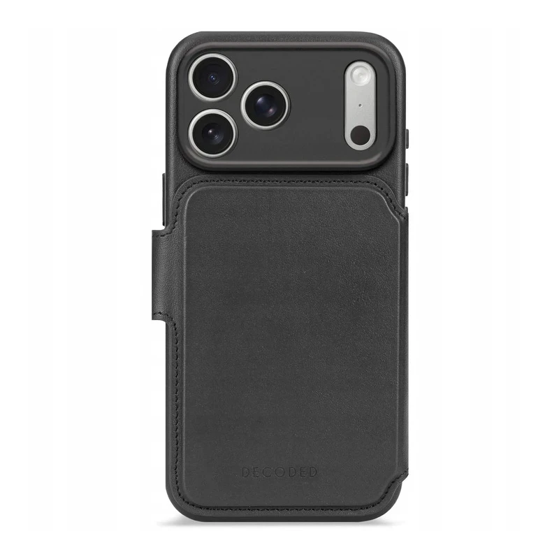 Decoded case dwuczęściowe etui z klapką iPhone 17 Pro MagSafe skóra (black)