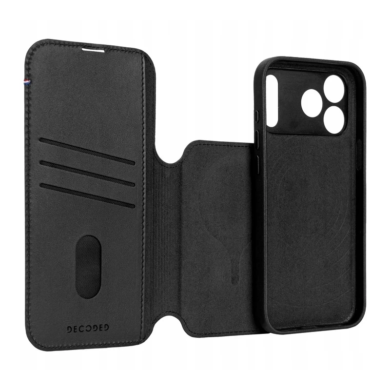 Decoded case dwuczęściowe etui z klapką iPhone 17 Pro MagSafe skóra (black)