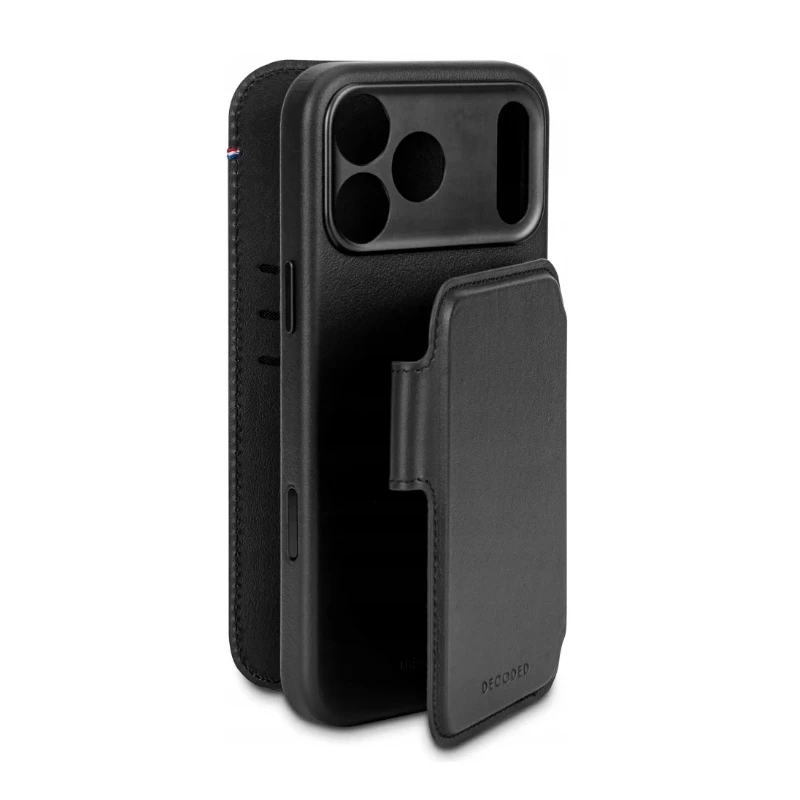 Decoded case dwuczęściowe etui z klapką iPhone 17 Pro MagSafe skóra (black)