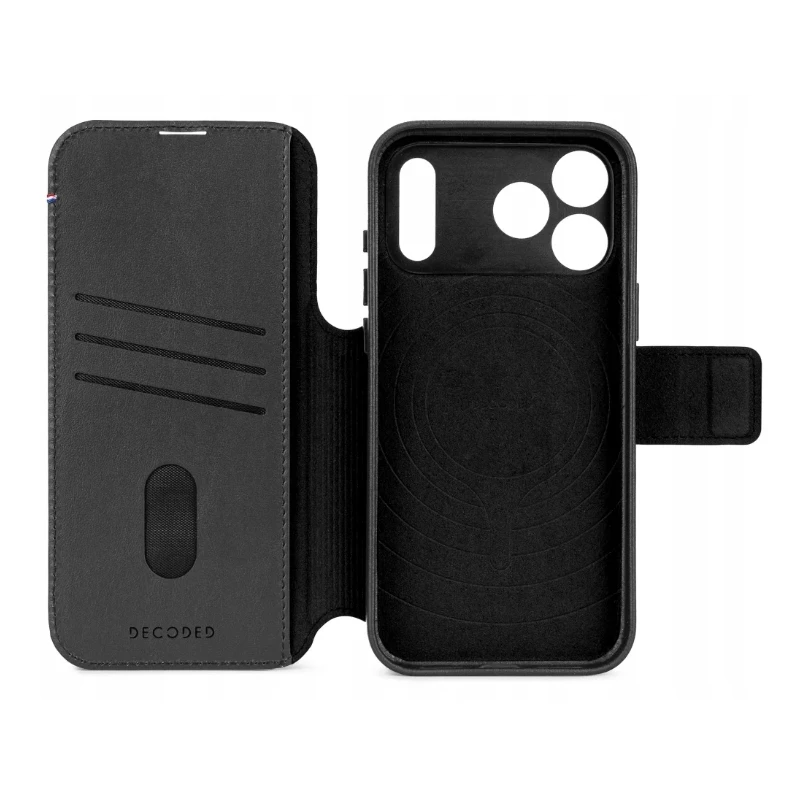Decoded case dwuczęściowe etui z klapką iPhone 17 Pro MagSafe skóra (black)
