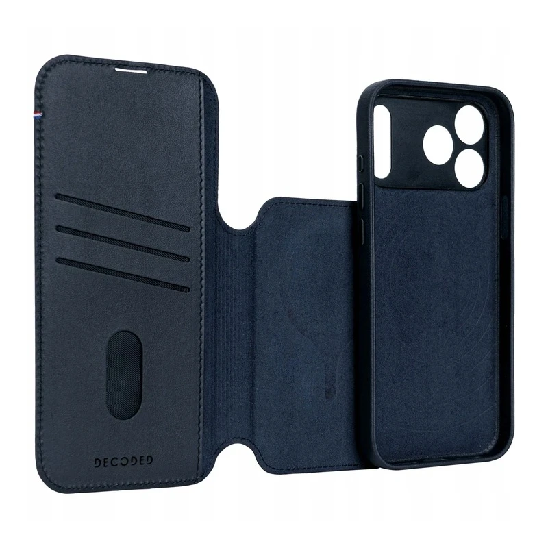 Decoded case dwuczęściowe etui z klapką iPhone 17 Pro MagSafe skóra (navy shadow)