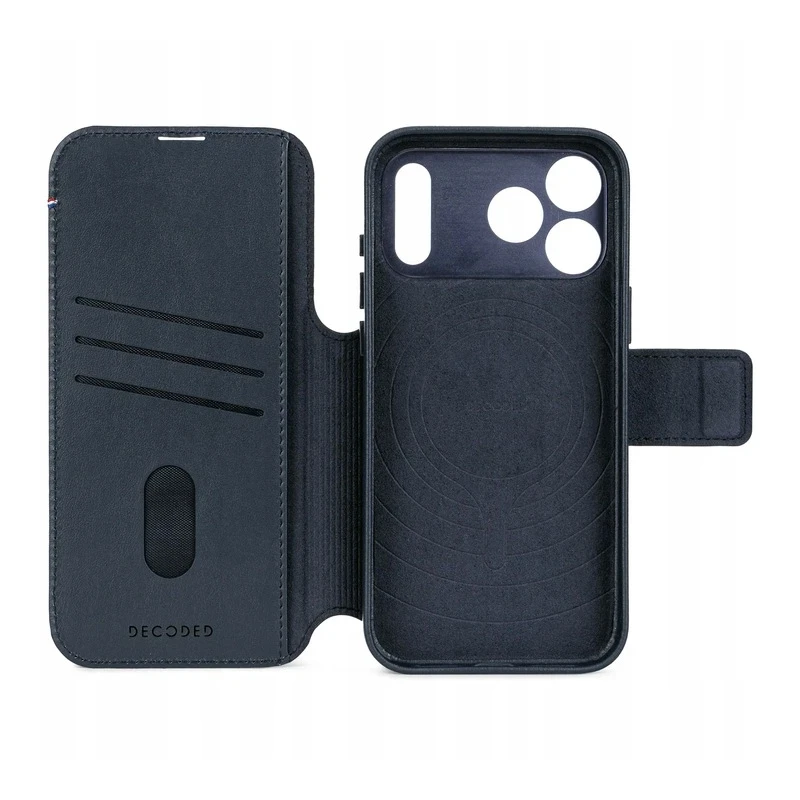 Decoded case dwuczęściowe etui z klapką iPhone 17 Pro MagSafe skóra (navy shadow)