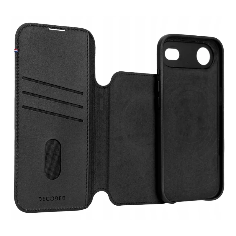 Decoded case dwuczęściowe etui z klapką iPhone 17 Air MagSafe skóra (black)