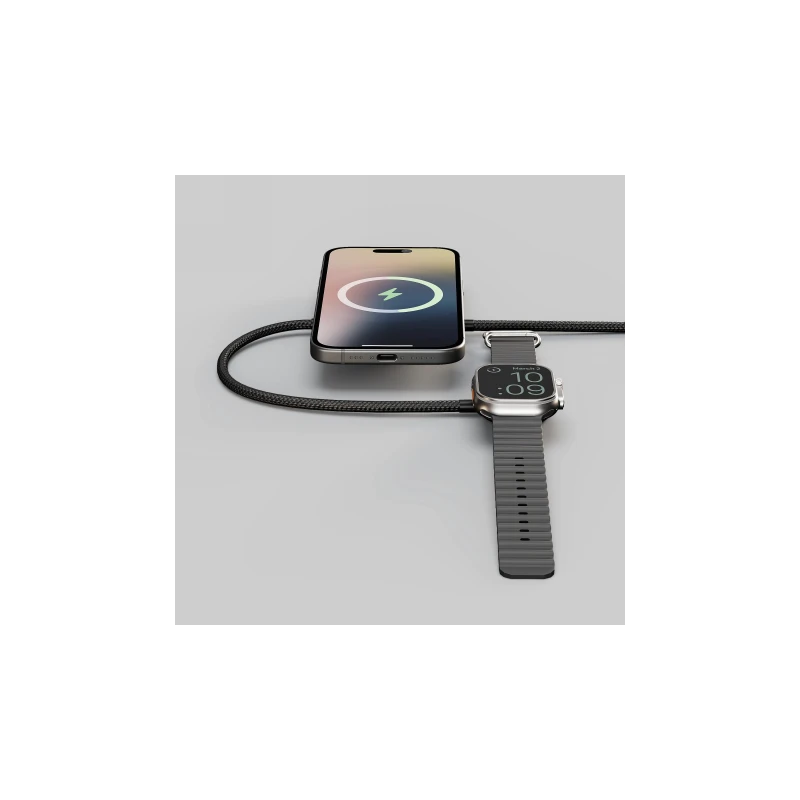 ZENS Charging Cable Pro 2 - bezprzewodowy kabel ładujący Qi2 o mocy 15W z USB-C do iPhone i Apple Watch (czarny)