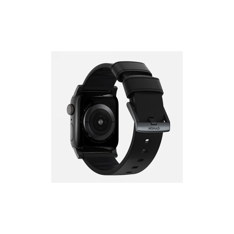NOMAD Active Band Pro - wodoodporny skórzany pasek do Apple Watch 46mm/49mm (black active leather, black hardware)