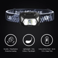 Lepro Head Torch (2 Pack) - wodoszczelne lampki czołowe LED zasilane bateriami IPX6 (2 pack) (zestaw nie zawiera baterii)