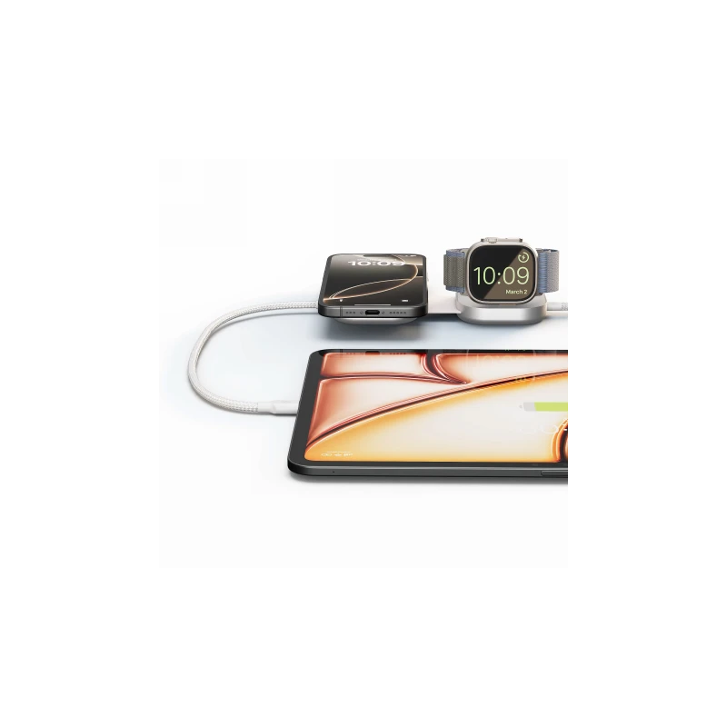 ZENS Charging Cable USB C-C Pro 3 - bezprzewodowy magnetyczny kabel USB-C–USB-C Qi2 15 W, z możliwością ładowania 3 urządzeń jed