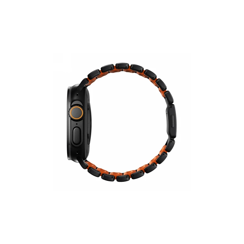 NOMAD Stratos Band - tytanowa bransoleta do Apple Watch 49mm z FKM (black titanium, ultra orange FKM)