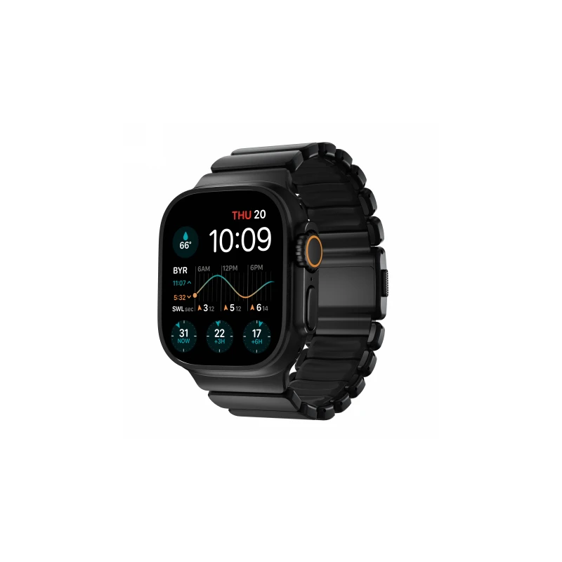 NOMAD Stratos Band - tytanowa bransoleta do Apple Watch 49mm z FKM (black titanium, black FKM)