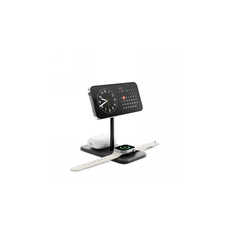 Twelve South HiRise 3 Deluxe (2024) - stojąca ładowarka bezprzewodowa Qi2 do trzech urządzeń kompatybilna z MagSafe (black)