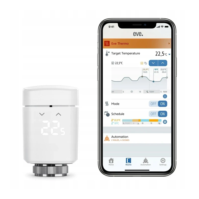 Eve Thermo Matter - inteligentny termostat (kompatybilność: Apple Home, Samsung SmartThings, Alexa, Google Home, Home Assistant)