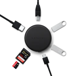 Satechi OntheGo 7-in-1 Multiport Adapter - adapter do urządzeń mobilnych (USB-C PD, 2x USB-A, HDMI 4K, Ethernet, czytnik kart mi