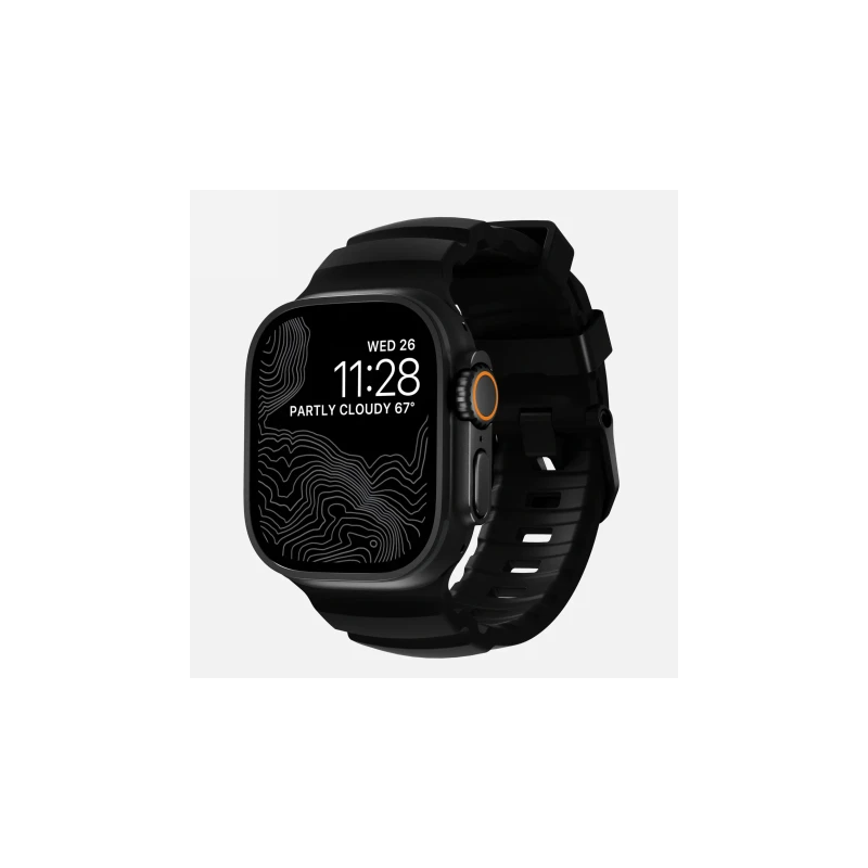 NOMAD Rocky Point Band - pasek do Apple Watch 46mm/49mm z FKM oraz tytanu (carbon black, black hardware)