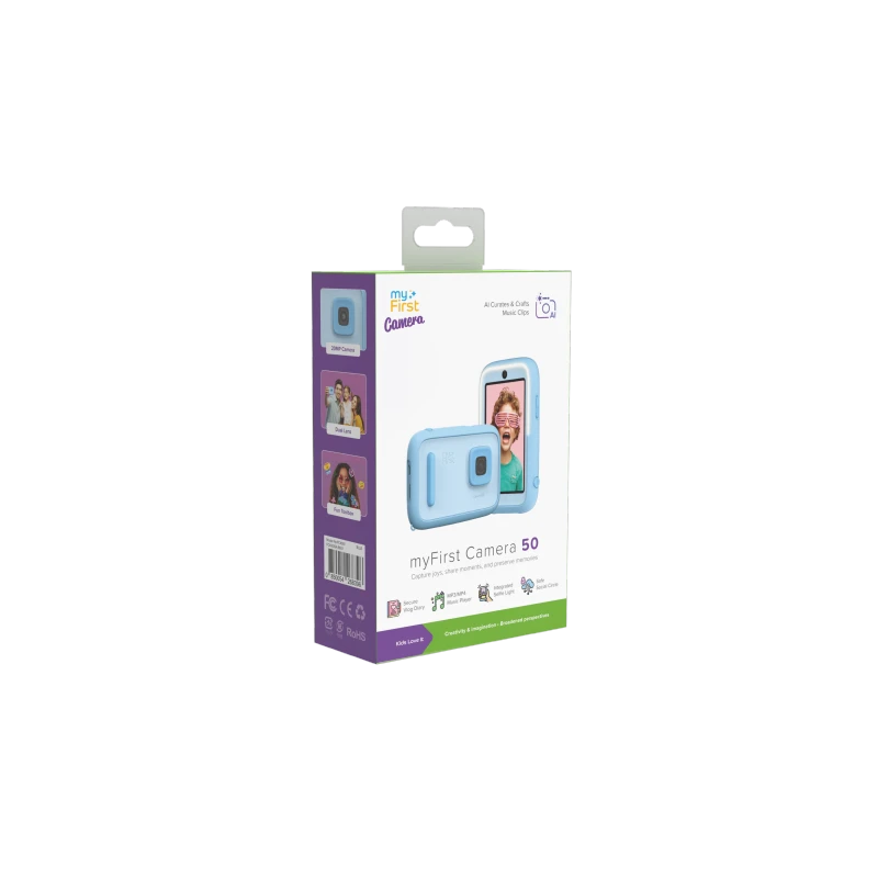 myFirst Camera 50 - aparat fotograficzny dla dzieci z technologią AI, dotykowym ekranem IPS i podwójnym obiektywem 16MP/20MP (bl