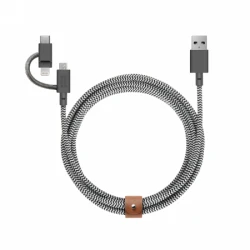 Native Union Belt Cable Universal - kabel USB-A - USB-C/lightning/microUSB, 2 m (zebra)