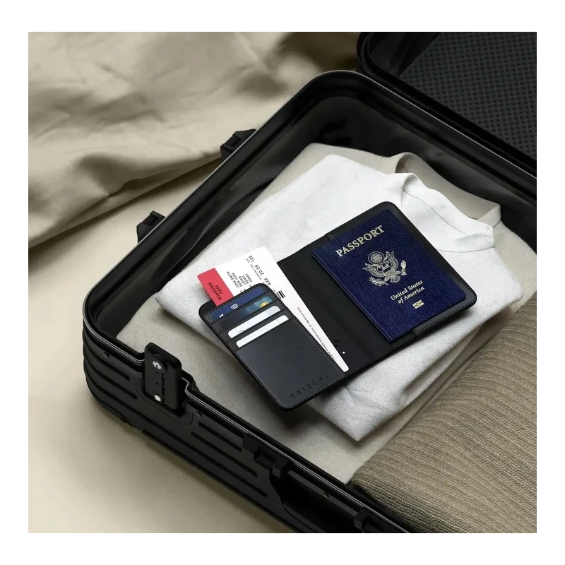Satechi etui na paszport ze skóry wegańskiej z lokalizatorem Apple Find My (black)