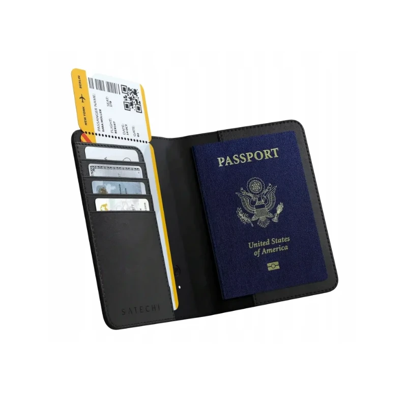 Satechi etui na paszport ze skóry wegańskiej z lokalizatorem Apple Find My (black)
