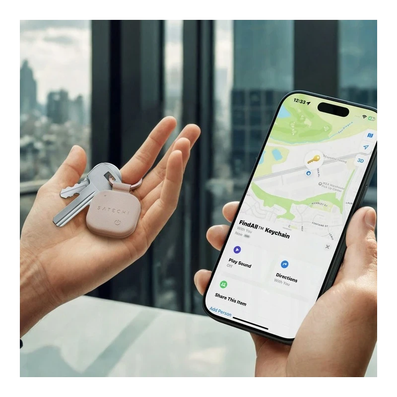 Satechi FindAll brelok ze skóry wegańskiej z lokalizatorem Apple Find My (desert rose)