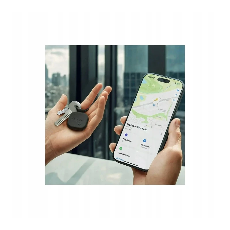 Satechi FindAll brelok ze skóry wegańskiej z lokalizatorem Apple Find My (black)