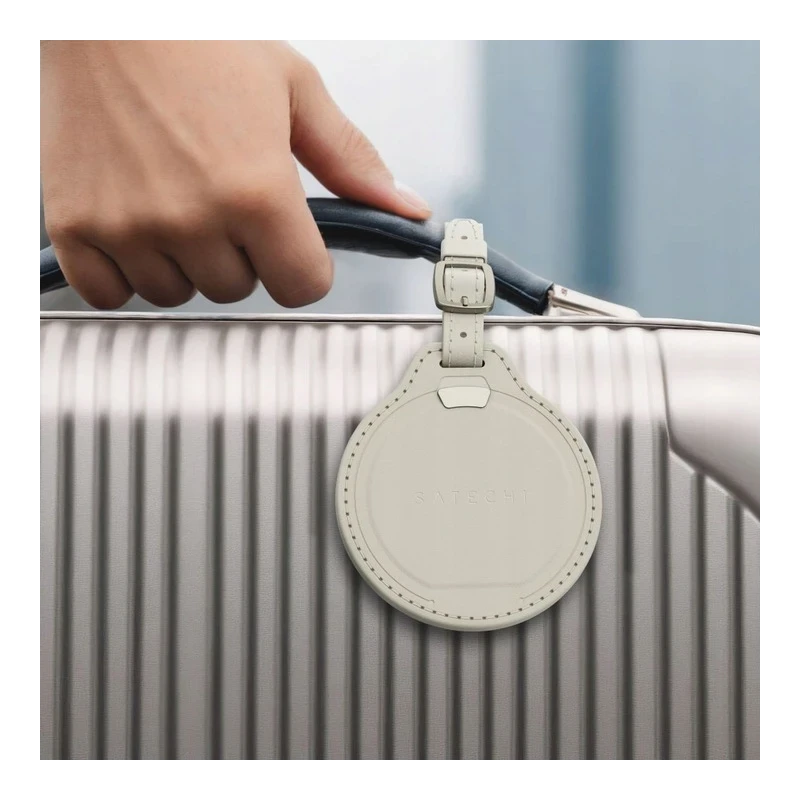 Satechi FindAll Luggage Tag - zawieszka do bagażu ze skóry wegańskiej z lokalizatorem kompatybilna z Apple Find My (sand)