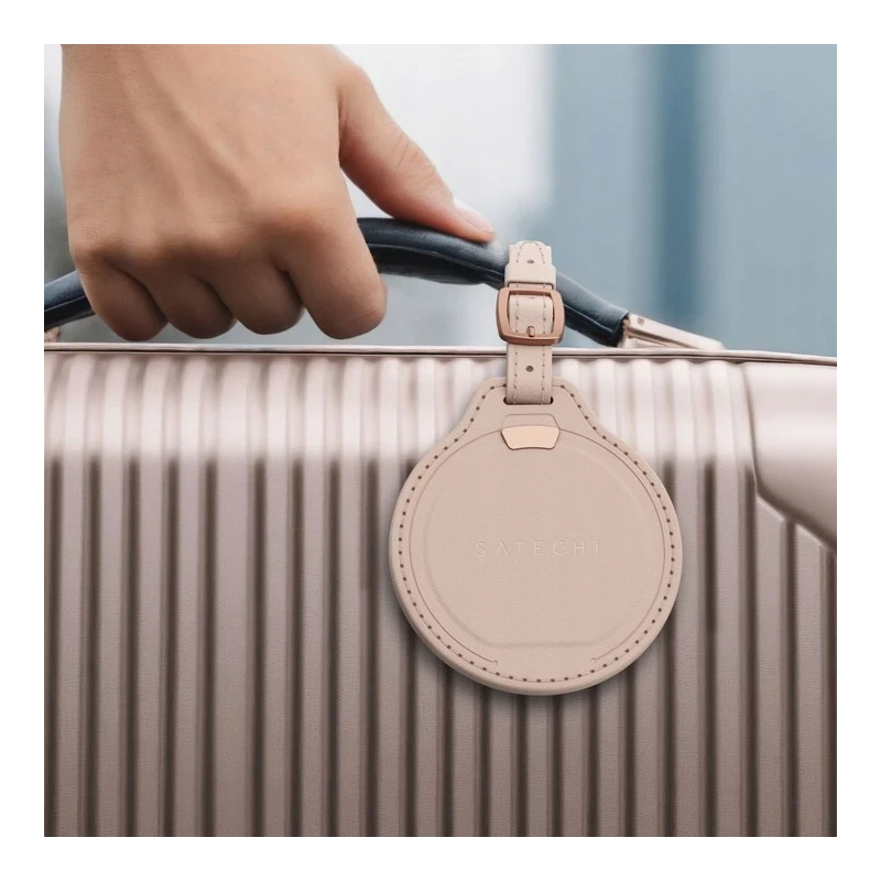 Satechi FindAll Luggage Tag - zawieszka do bagażu ze skóry wegańskiej z lokalizatorem kompatybilna z Apple Find My (desert rose)