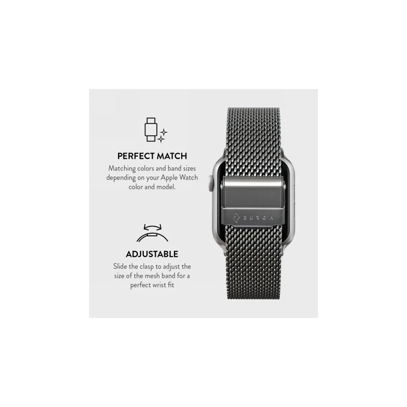 BURGA Metal Mesh Elegance - bransoleta do Apple Watch 42/44 mm (silver)